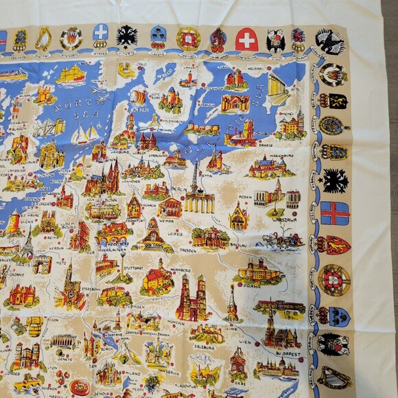 Europe Map Tablecloth Country Crests Border Made in Germany - Picture 3 of 10